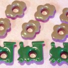 Green TRAIN With Smoke Eyelets - Embellishments Scrapbook Paper Arts Crafts Holiday Cards Tag Supply
