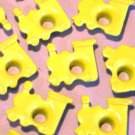 Yellow TRAIN Eyelets - Embellishments Scrapbooking Paper Arts Crafts Holiday Cards Tags Supplies