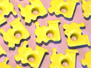 Yellow TRAIN Eyelets - Embellishments Scrapbooking Paper Arts Crafts Holiday Cards Tags Supplies