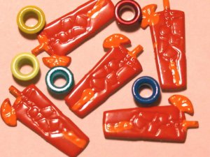 Brads Red Tropical Drink Party Tag Eyelets Scrapbooking
