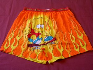 NEW Mens BART SIMPSONS Boxer LARGE Sleep Shorts L 36-38