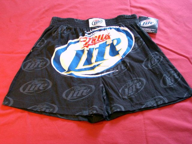 NEW Mens MILLER LITE Beer Boxers Med Short MEDIUM 32-34