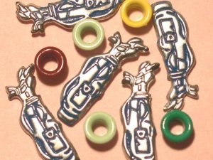 Brads Blue Golf Bag Iron Woods Eyelets Embellishments