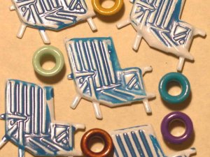 Brads Blue Beach Chair Pool Eyelets Card Embellishments
