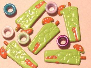 Brads Green Tropical Drink Party Tag Eyelets Scrapbook