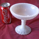 Vintage White Milk Glass Footed Stemmed Candy Dish Bowl