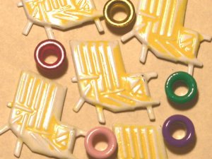 Brads Yellow Beach Chair Pool Eyelet Card Embellishment