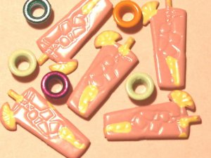 Brads Pink Tropical Drink Party Tag Eyelet Scrapbooking