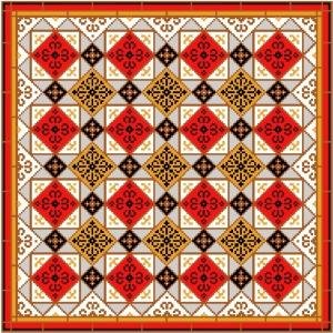 6061 Geometric Needlepoint Canvas 14" x 14"