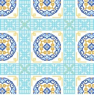 6088 Oriental Needlepoint Canvas 12" x 12"