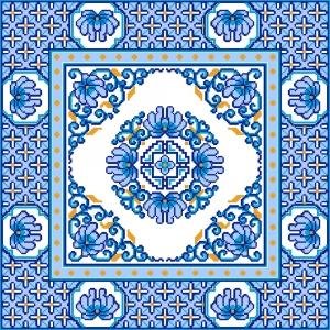 4235 Oriental Needlepoint Canvas 17" x 17"