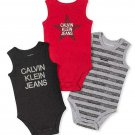 Calvin Klein Infant Boys 3 Piece Bodysuits Red/Black/Gray Size 18 Months - NEW Calvin Klein Infant Boys 3 Piece Bodysuits Red/Black/Gray Size 18 Months - NEW