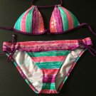 Arizona Triangle Bikini Top Sz M Bikini Bottom Sz L Bathing Suit Set Pink/Purple