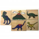 Melissa & Doug Wood Mounted Dinosaurs Rubber Stamps Lot of 8