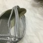 New York Transit Silver Gray Satin Heel Dress Shoes Size 7.5 Crisscross Straps