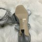 New York Transit Silver Gray Satin Heel Dress Shoes Size 7.5 Crisscross Straps