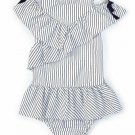Habitual Baby Girls' Ruffled Cold-Shoulder Striped Dress & Bloomers Set 18M Habitual Baby Girls' Ruffled Cold-Shoulder Striped Dress & Bloomers Set 18M