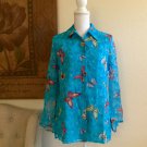 Chadwicks Women's Silk Blouse Size 4 Sheer Lined Butterflies Print Blue Top Chadwicks Women's Silk Blouse Size 4 Sheer Lined Butterflies Print Blue Top