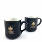 Gevalia Kaffe Ceramic Coffee Mug 2 Sweden Black Gold Logo Cups Discontinued