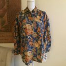 HGNY Floral Long Sleeve Button Down Blouse Size S Colorful Tunic Top - NEW