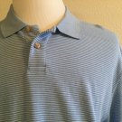 Geoffrey Beene Short Sleeve Striped Polo Shirt, Size L, Light Blue - NEW
