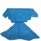 Kids Mermaid Tail Sofa Snuggle Soft Knit Crochet Sleeping Blanket Blue Kids Mermaid Tail Sofa Snuggle Soft Knit Crochet Sleeping Blanket Blue