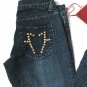 Seven7 Women's Studded Boot Cut Jeans Size 24, Embellished Pockets NWT
