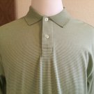 IZOD Men's Short Sleeve Striped Polo Shirt Size L Green, 100% Cotton