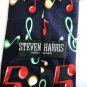 Steven Harris Musical Notes Novelty Tie Hand Made Necktie Navy Blue 59 in Long