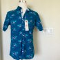 Men's Checkpoint Fitted Flamingo Shirt Size L Tropical Design, Blue, Cotton NEW