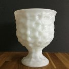 Vintage White Milk Glass Decorative Pedestal Vase Textured Art Deco Design Vintage White Milk Glass Decorative Pedestal Vase Textured Art Deco Design