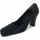 Womens Newport News Black Leather Suede Shoes Squared Toe Heel Pumps Size 7.5 M Womens Newport News Black Leather Suede Shoes Squared Toe Heel Pumps Size 7.5 M