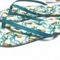 ESPRIT Women's Flip Flops Size 8 Open Toe Casual Sandals Pineapple Design Blue