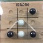 Tic Tac Toe Small Travel Size Solid Wood Board 10 Glass Marbles 4 x4 Inch Sealed