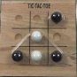 Tic Tac Toe Small Travel Size Solid Wood Board 10 Glass Marbles 4 x4 Inch Sealed