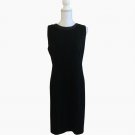 Liz Claiborne Women's Sheath Sleeveless Back Dress Size 8 Faux Leather Neck Trim