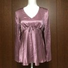VTG 90s Dusty Pink Satin Maternity 100% Silk Blouse Small Slip Tunic Top Size S