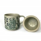 Infuser Stoneware Tea Cup Mug With Strainer Floral Theme Infuser Stoneware Tea Cup Mug With Strainer Floral Theme