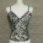 B TRU Gray Sz M Teddy Neglige Top Stretch Lace Sheer Sexy VTG 90s NOS