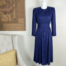 Karin Stevens Vintage 80s Blue Dress Size 4 Long Sleeve Shoulder Pads VTG Karin Stevens Vintage 80s Blue Dress Size 4 Long Sleeve Shoulder Pads VTG