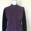 Coldwater Creek Jacket Size M Faux Suede Zip Up Coat Embroidered Purple Black Coldwater Creek Jacket Size M Faux Suede Zip Up Coat Embroidered Purple Black