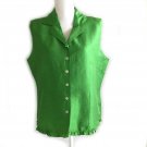Silkland Women's 100% Silk Green Sleeveless Top Blouse Size L Silkland Women's 100% Silk Green Sleeveless Top Blouse Size L