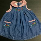 Copper Key Vintage Girls Denim Dress Size 3T Floral Embroidered Sleeveless