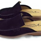 Vintage Newport News Women's Leather Slip On Sandals Size 7 M Black Suede Mules
