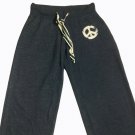 Women's Classic Wide Leg Sweatpants Size S Fleece Lined Gray Peace Sign By Cocoa