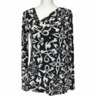 Narciso Rodriguez Womens Long Sleeve Top Size M Stretch Black White Print