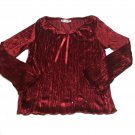 Vintage 90s Girls Red Holiday Long Sleeve Embellished Top Blouse Size XL 12-14