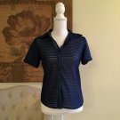 Selene Sport Women's Semi Sheer Blouse Sz S Short Sleeve Button Down Shirt Navy Selene Sport Women's Semi Sheer Blouse Sz S Short Sleeve Button Down Shirt Navy