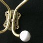 Vintage 70s Brass Wall Hook Twist Metal White Ball Coat Hat Hanger General Store