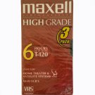 Maxwell High Grade T-120 VHS Blank Tapes 6 Hours 3 Pack Maxwell High Grade T-120 VHS Blank Tapes 6 Hours 3 Pack